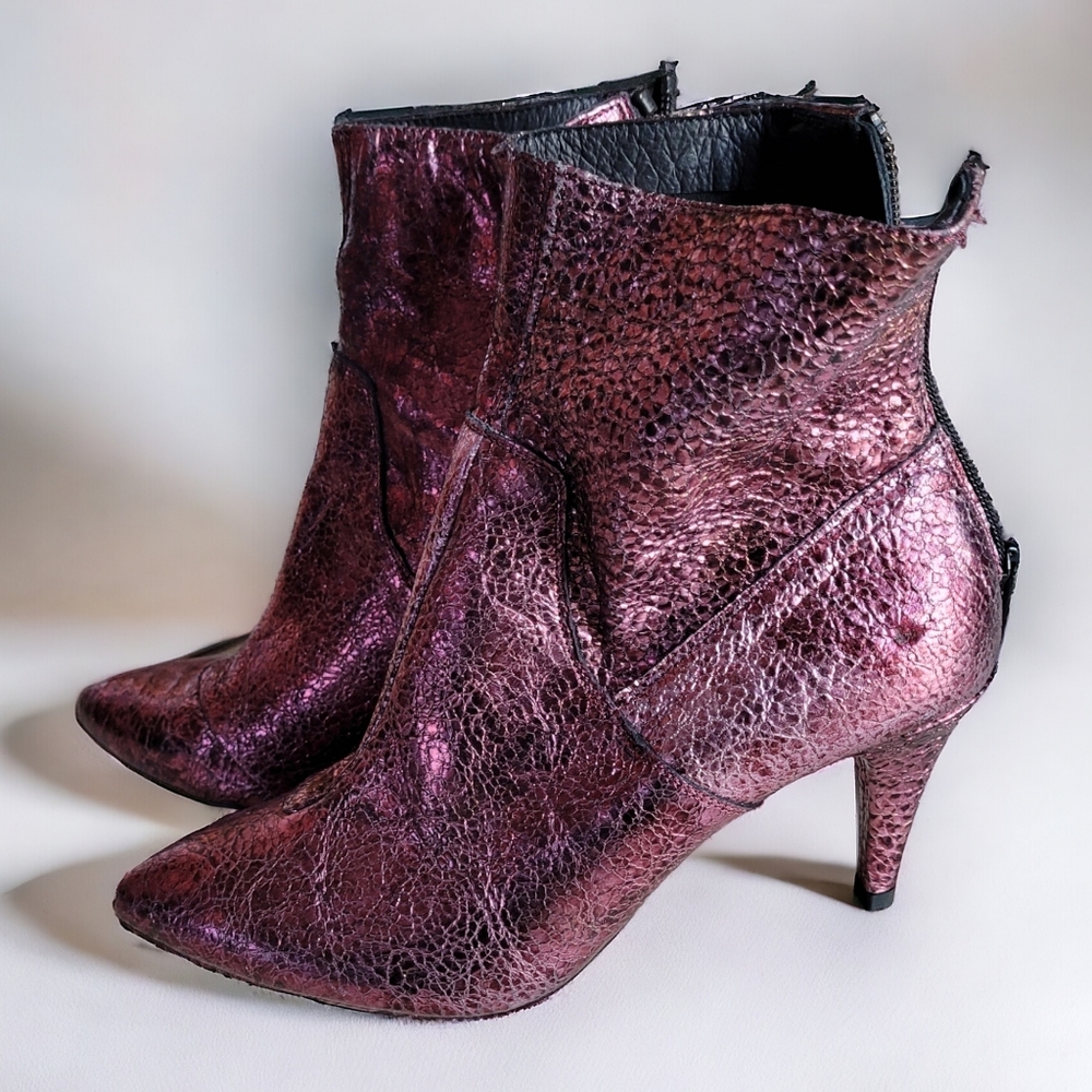 Free People Metallic Purple Ankle Boots